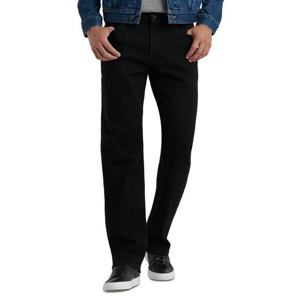 Lucky Brand Men's 363 Vintage-Inspired Stretch Straight Fit Black Jeans Black 32